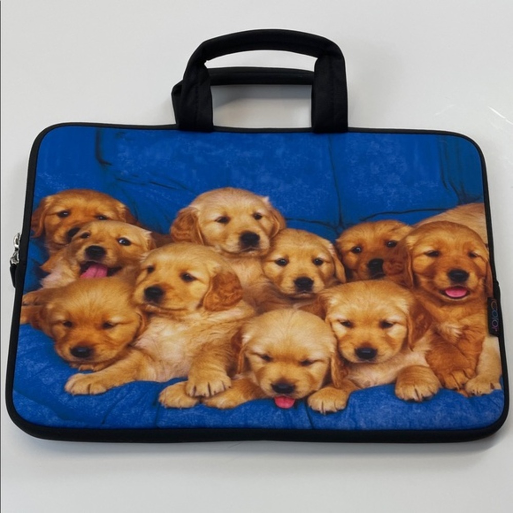 Icolor Golden Retriever Puppy Laptop Case Sleeve Carry Bag Cute Dog Print